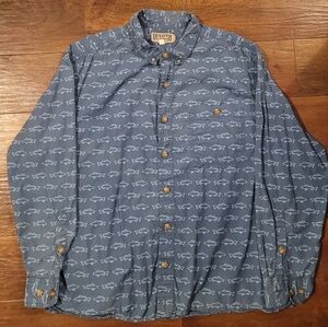 Duluth Trading Co. Long Sleeve Button Up Fish Pattern